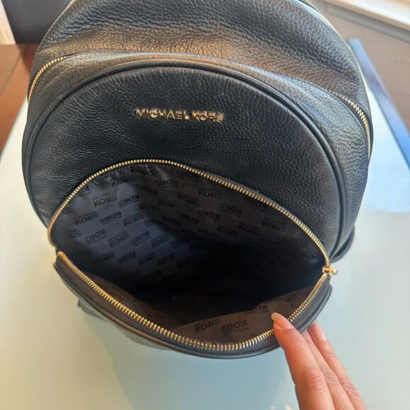 Michael Kors Large Backpack, Black Pebble Leather w/ gold accent main image 9
